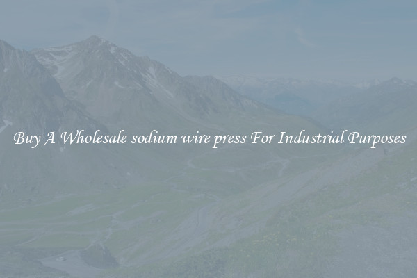 Buy A Wholesale sodium wire press For Industrial Purposes