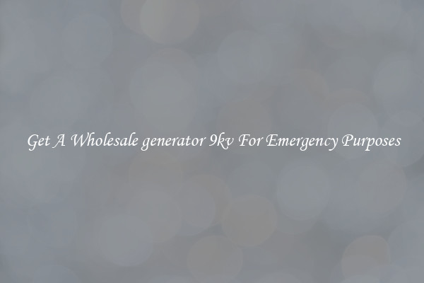 Get A Wholesale generator 9kv For Emergency Purposes